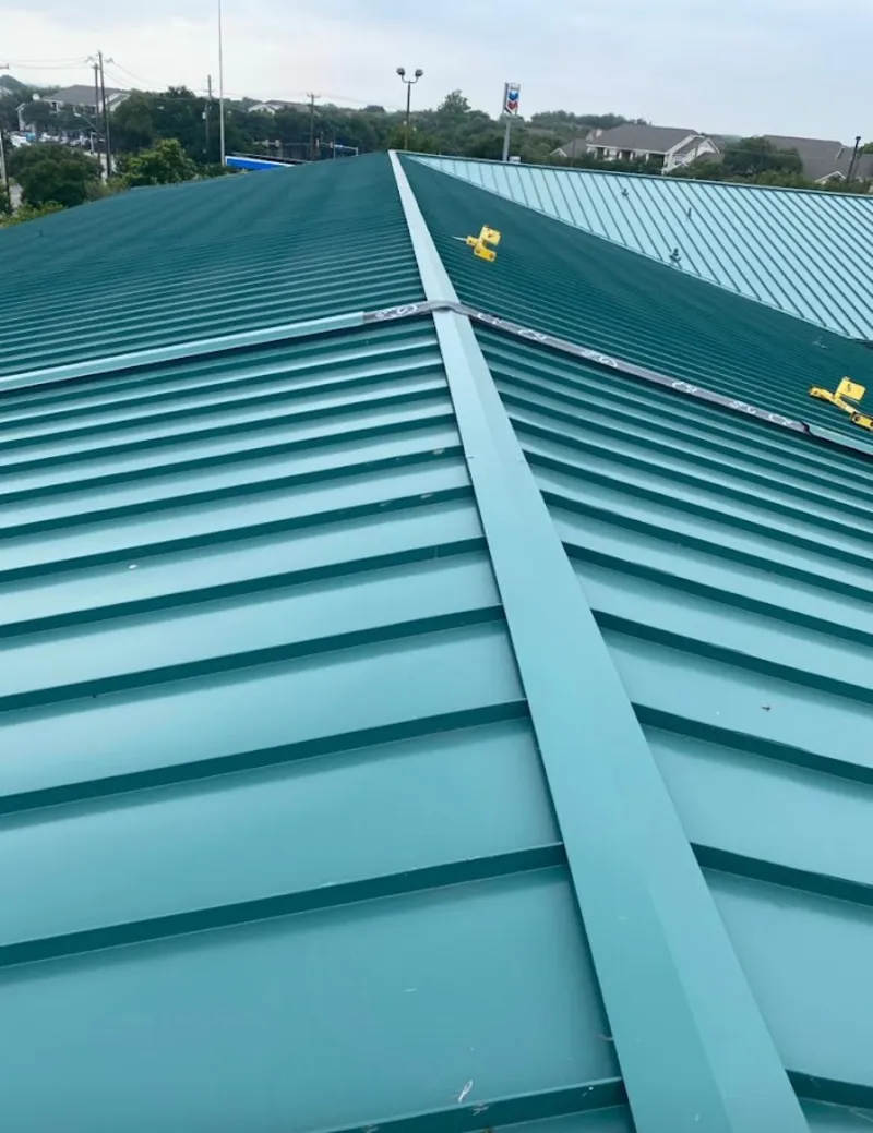 Green commercial metal roof ridge and valley for Metal Roof Repair in Spartanburg
